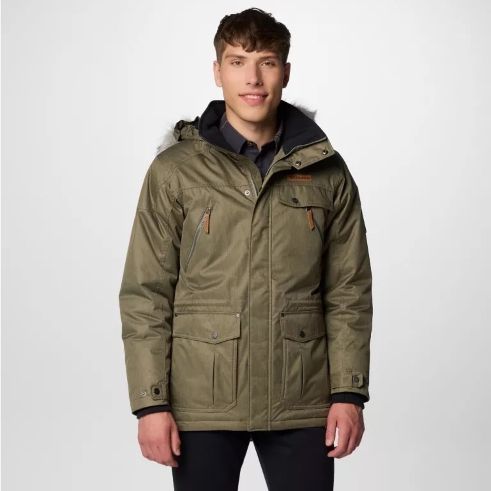 COLUMBIA MEN’S STONE GREEN BARLOW PASS TURBODOWN JACKET SZ XL